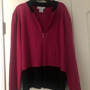 Ming Wang zip up sweater large STUNNING